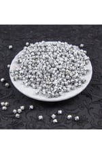 Gümüş Soba Boyalı 6 mm Piramit Plastik Akrilik Boncuk Aksesuar (25 Gram)