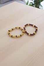 Kahve Krem Ahşap İkili Set Bileklik