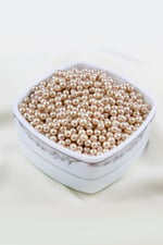Krem Tonu 5 mm Cam İnci Boncuk Aksesuar Takı Malzemesi (30 Gr 160 Adet)