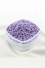 Lila Tonu 5 mm Cam İnci Boncuk Aksesuar Takı Malzemesi (30 Gr 160 Adet)