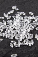 Şeffaf 6x12 mm Arpa Akrilik Boncuk Aksesuar (25 Gram)