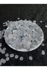 Simli Gümüş 8 mm Ortadan Delikli Pul Payet 25 Gr (Tülbent, Oya, Havlu Malzemesi)