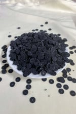 Simli Siyah 8 mm Ortadan Delikli Pul Payet 25 Gr (Tülbent, Oya, Havlu Malzemesi)