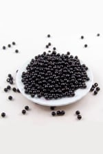 Siyah Ekose Kesim Desen 6 mm Dünya Akrilik Boncuk Aksesuar (25 Gram)