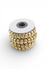 Zincir Aksesuar 12 mm Gold Işıltılı Cam Taşlı Metal Şerit (1 Metre)