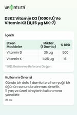 D3K2 Vitamin D3 (1.000IU) Ve Vitamin K2 (11,25MCG MK-7) 2 Adet