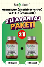 Magnezyum (Bisglisinat+Sitrat) ve P5P (Vitamin B6) 60 Kapsül 2 Adet