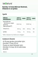 Sambu-C Kara Mürver Ekstresi, Vitamin C ve Çinko Şekersiz Sıvı