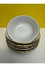 Altın Yaldızlı Kenarları Desenli 13 Cm Çorba Kasesi 6 Lı