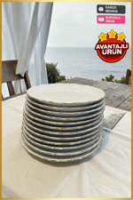 Porland Porselen Altın Yaldız 19 cm Pasta Tabağı 12 Adet