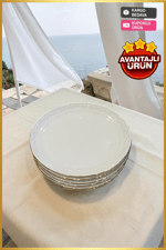 Porland Porselen Altın Yaldız 19 cm Pasta Tabağı 6 Adet