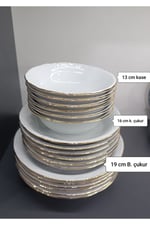 Porselen Altın Yaldız 18 Parça 6 Kişilik Yemek Takımı (SERVİS TABAĞI YOKTUR)