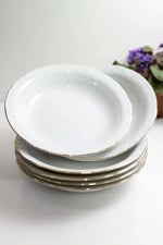 Porselen Çukur Tabak 6'lı Altın Yaldızlı 19 Cm