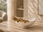 GOLDEN FLAWS AYAKLI KASE KREM GOLD 25X22X12 CM