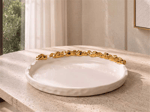 GOLDEN FLAWS DEKORATİF TABAK KREM GOLD 32X32X7 CM