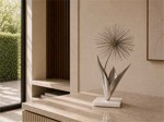 SİLVER MERMER KAİDELİ  ÇİÇEK OBJE 15*19*38