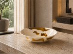 SLOT DEKORATİF TABAK BEJ ALTIN 28X28X8 CM
