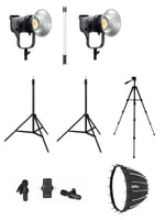 COBAC 300 Stüdyo Işığı (2) + 3 Mt Işık Ayağı (2) + 307 Tripod + SL90 Softbox (2) + HDL60 Işık + V6 Mikrofon Işık Seti