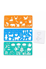 3’lü Çizim Şablonu Seti – Hayvan, Araç ve Şekil Desenleri - Kids Drawing Stencil Set – 3 Pieces