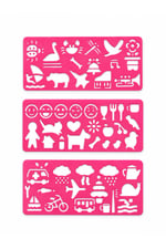 3’lü Çizim Şablonu Seti – Hayvan, Araç ve Şekil Desenleri - Kids Drawing Stencil Set – 3 Pieces