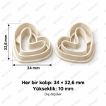 Asimetrik Kalp Kalıbı Seti 2 Parça – Polimer Kil ve Hamur
