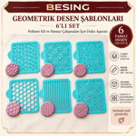 Geometrik Desen Şablonları 6'lı Set – Polimer Kil ve Hamur Doku Aparatı