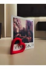 Kalp Tasarımlı Polaroid Fotoğraf Tutucu & Dekoratif Fotoğraf Standı - Çok Renkli