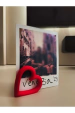 Kalp Tasarımlı Polaroid Fotoğraf Tutucu & Dekoratif Fotoğraf Standı - Çok Renkli