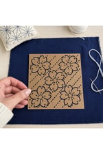 Sashiko Çiçek Desen Nakış Şablonu