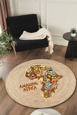 Amazing Africa Hasır Dokulu Etnik Afrika Desenli Dekoratif Halı 996