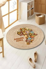 Amazing Africa Hasır Dokulu Etnik Afrika Desenli Dekoratif Halı 996