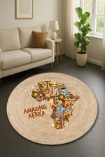 Amazing Africa Hasır Dokulu Etnik Afrika Desenli Dekoratif Halı 996