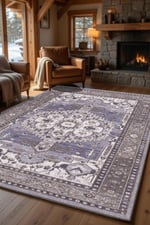 Anadolu Motifli Mavi Vintage Salon Halısı – Etnik Desenli Modern Dekoratif Halı 2256