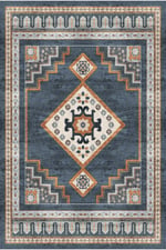 Antrasit Geometrik Madalyonlu Kaymaz Taban Salon Halısı 2279