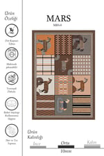 At Motifli Geometrik Patchwork Halı - Modern Etnik Kahverengi Salon Halısı