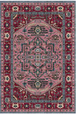 Bohem Otantik Desenli Bordo Pembe Dekoratif Halı – Kaymaz Taban 2218
