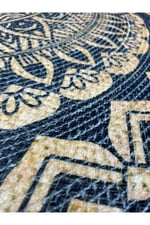 Boho 900 Mandala Desenli Etnik Örgü Yuvarlak Natural Çift Taraflı Halı