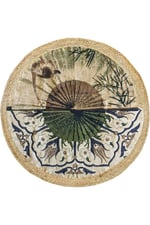 Boho 901 Doğa Ve Botanik Desenli Etnik Örgü Yuvarlak Natural Renk Çift Taraflı Halı