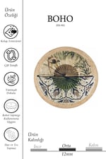 Boho 901 Doğa Ve Botanik Desenli Etnik Örgü Yuvarlak Natural Renk Çift Taraflı Halı