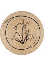 Boho 902 Jüt Doğa Iplik Ile Üretilmiş Çiçek Desenli Yuvarlak Natural Renk Çift Taraflı Halı
