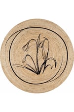 Boho 902 Jüt Doğa Iplik Ile Üretilmiş Çiçek Desenli Yuvarlak Natural Renk Çift Taraflı Halı