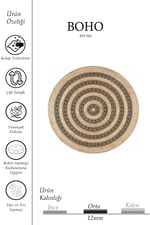 Boho 906 Jüt Hasır Etnik Desenli Jüt Örme Doğal Hasır Natural Halı