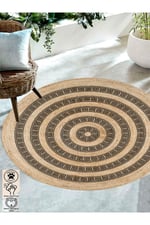 Boho 906 Jüt Hasır Etnik Desenli Jüt Örme Doğal Hasır Natural Halı