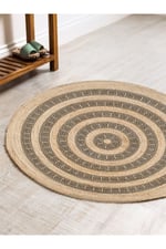 Boho 906 Jüt Hasır Etnik Desenli Jüt Örme Doğal Hasır Natural Halı