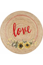 Boho 911 Jüt Doğa Iplik Ile Üretilmiş Love Desenli Yuvarlak Natural Renk Çift Taraflı Halı