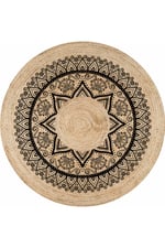 Boho 918 Siyah Mandala Desenli Natural Jüt