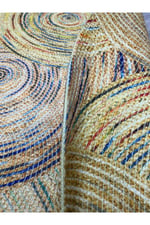 Boho 926 Jut Etnik Renkli Desenli Örgü Yuvarlak Natural Çift Taraflı Halı