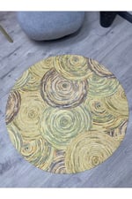 Boho 926 Jut Etnik Renkli Desenli Örgü Yuvarlak Natural Çift Taraflı Halı