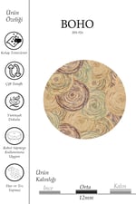 Boho 926 Jut Etnik Renkli Desenli Örgü Yuvarlak Natural Çift Taraflı Halı