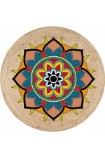 Boho 940 Renkli Mandala Desenli Natural Doğal Jüt